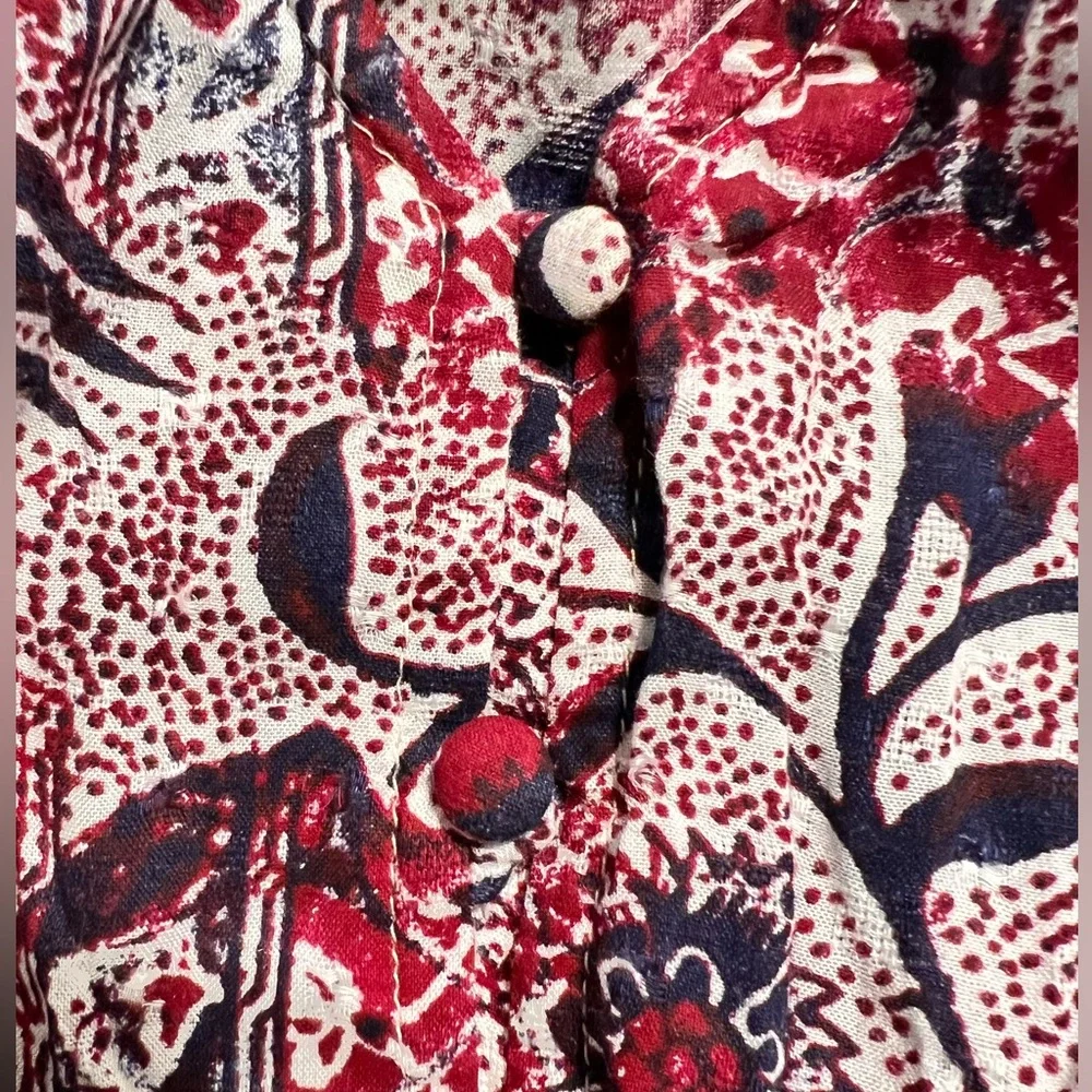 Lucky Brand Floral Dress high low short sleeves button down with half slip Large - Picture 7 of 12